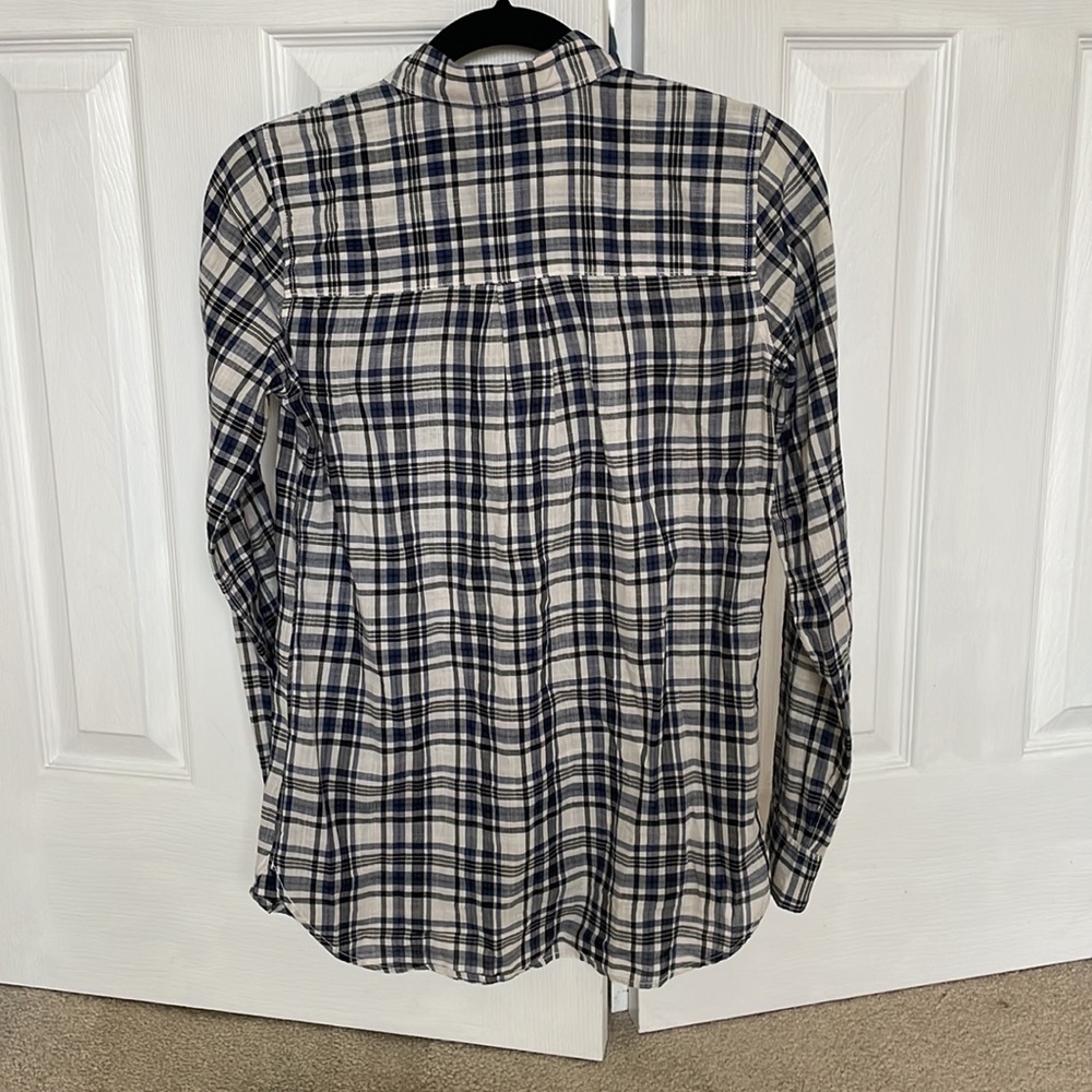 Madewell button down lightweight navy plaid shirt - Picture 4 of 4